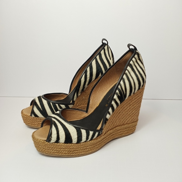 Paloma Barcelo Zebra Print Wedge - Picture 1 of 9